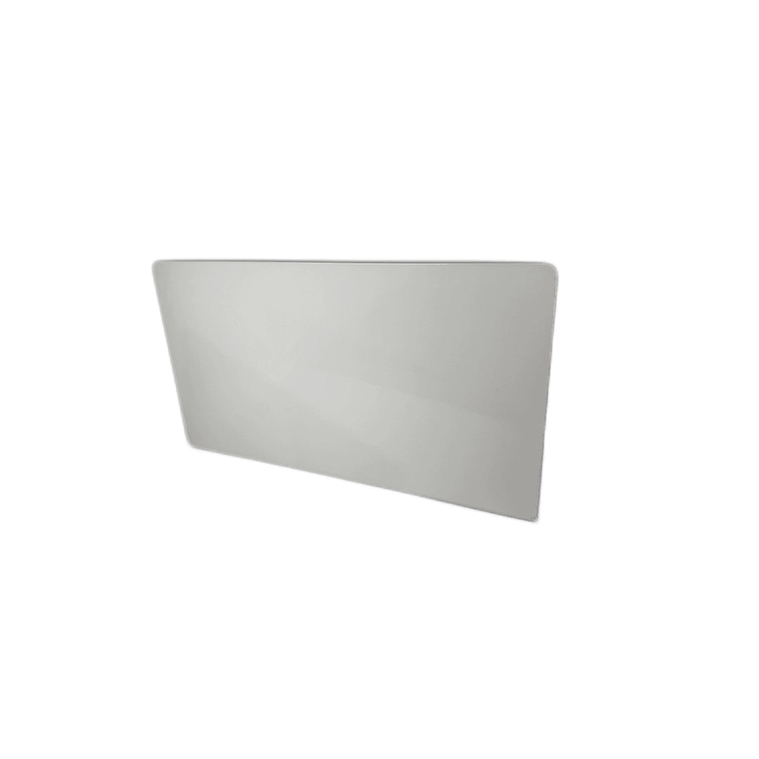 Rear angled view of white metal asset mounting plate