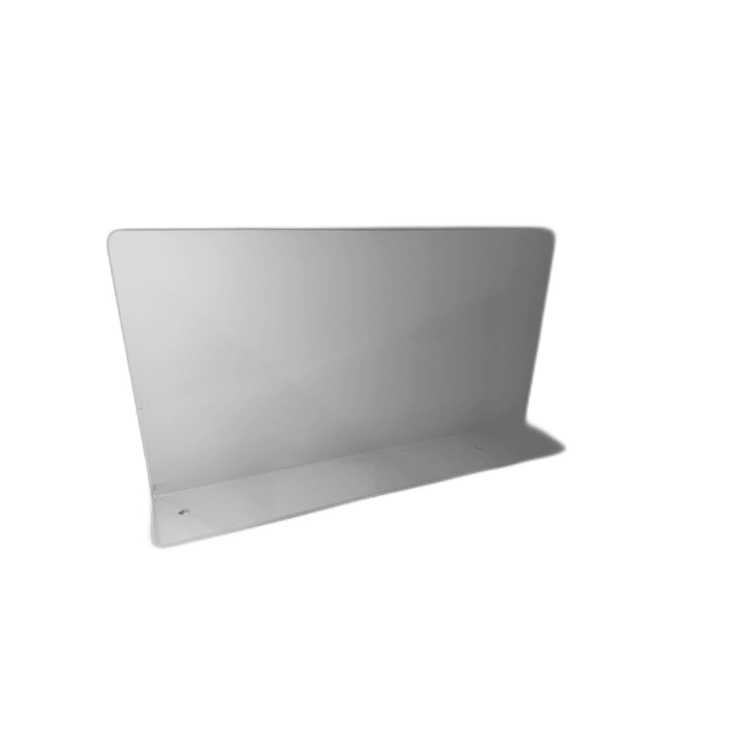 White rectangular metal asset plate isolated on white background