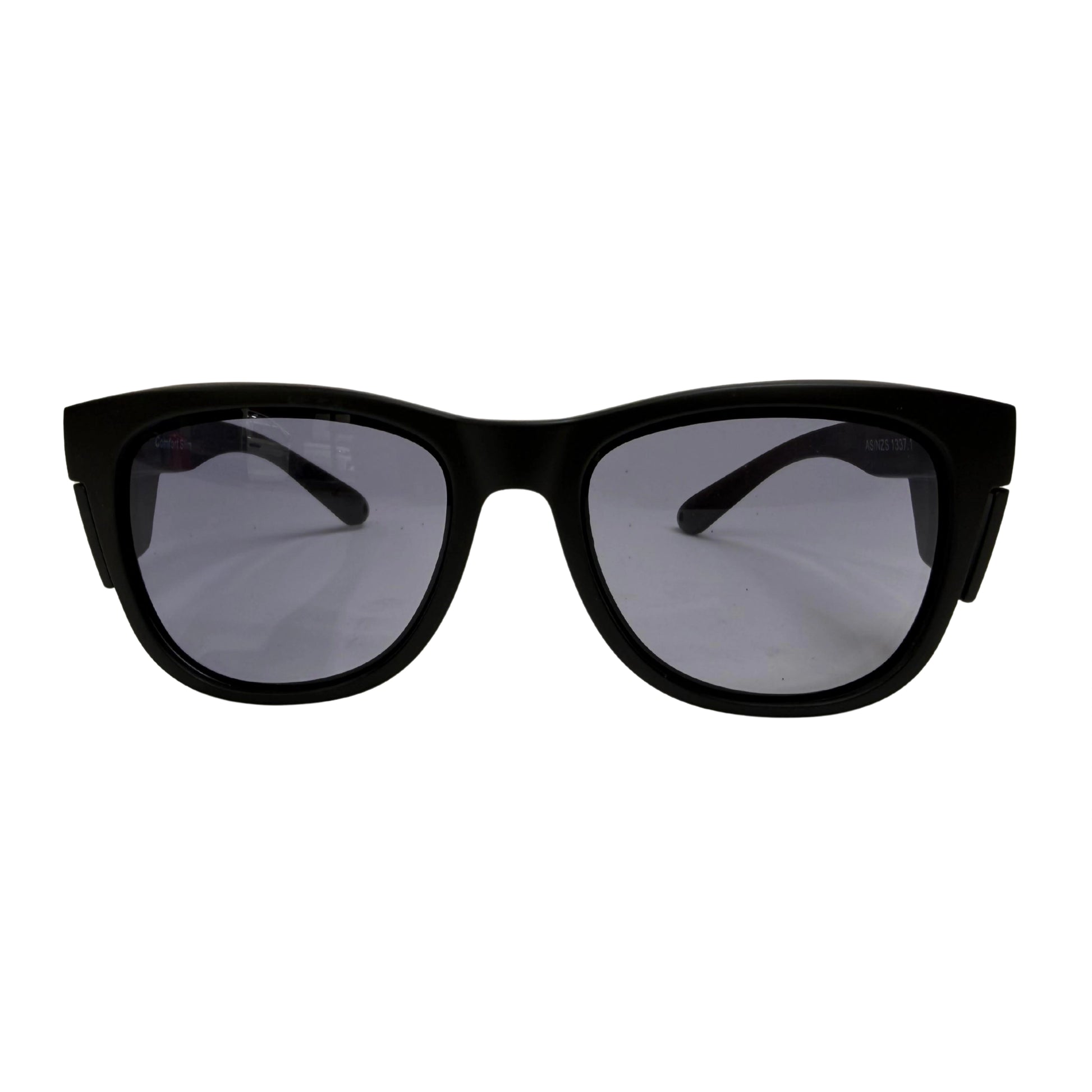 Black comfort slim safety glasses with tinted lenses front view