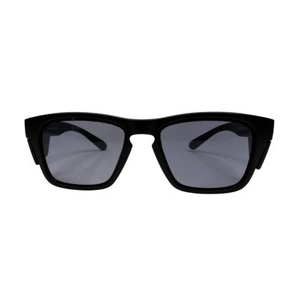 Black wide view safety glasses with tinted lenses front view