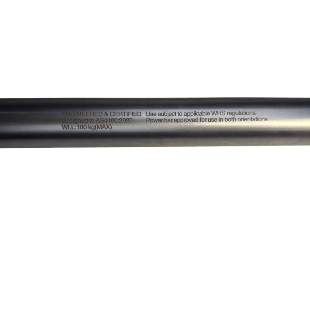 Side angle view of stainless steel engineered power bar