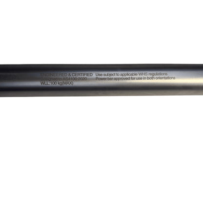 Side angle view of stainless steel engineered power bar